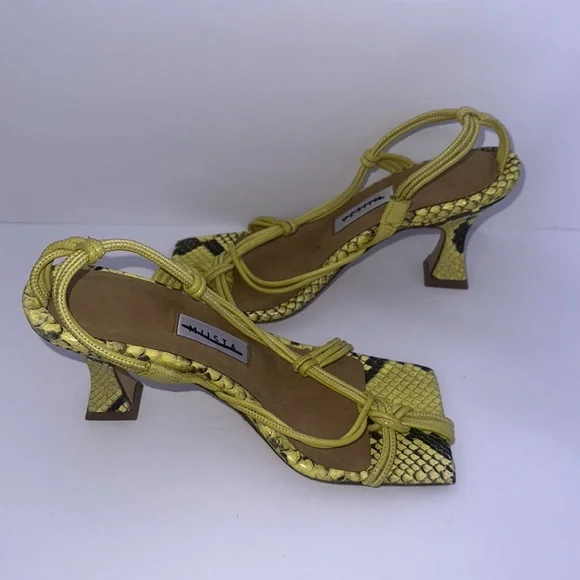 Miista Yellow Snake Animal Print Amy Sandals, New, Size 35 - Picture 6 of 10